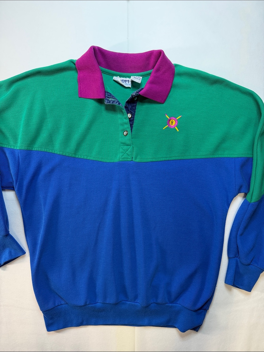 Koret Green, Blue & Pink Colorblock Polo Sweatshirt
